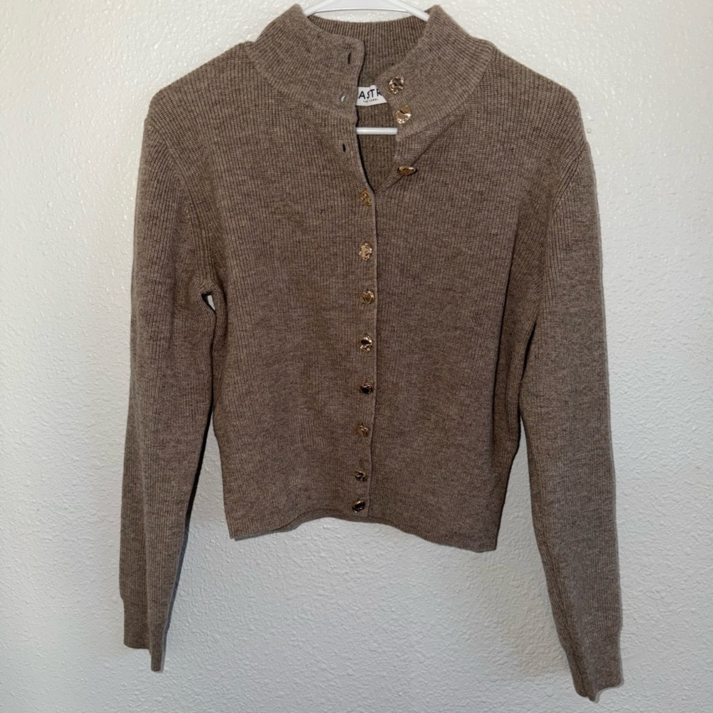 Astr Taupe Button-Up Cardigan